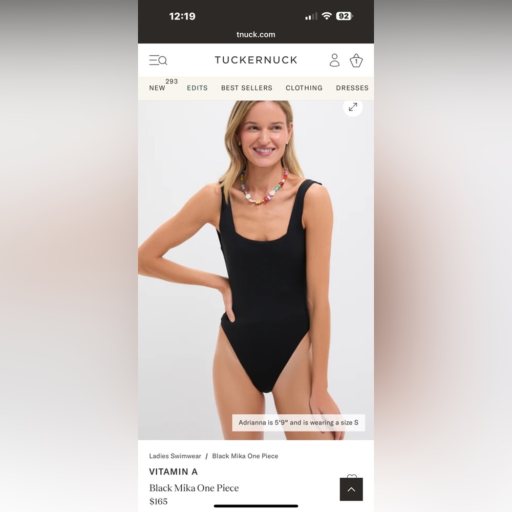 Vitamin A Black One-Piece Swimsuit with Scoop Neckline